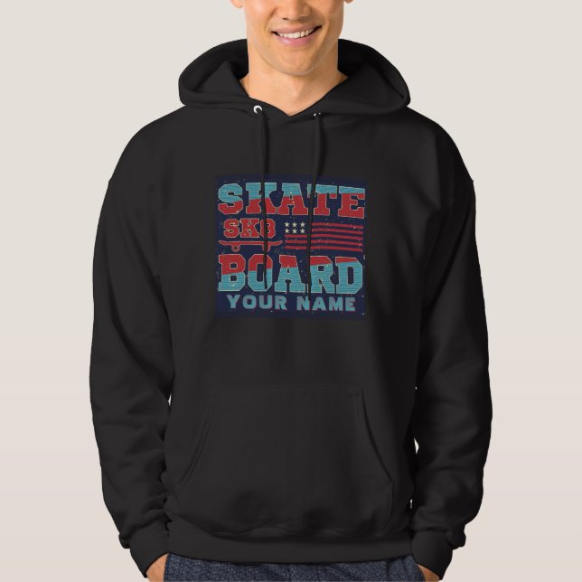 Veste À Capuche Ajouter le nom Texte Skate SK8 USA Indicateur Roug (Devant)