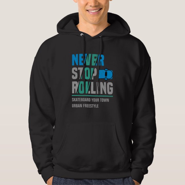 Veste À Capuche Ajouter Nom Ville Texte Patinage Ne jamais arrêter (Devant)