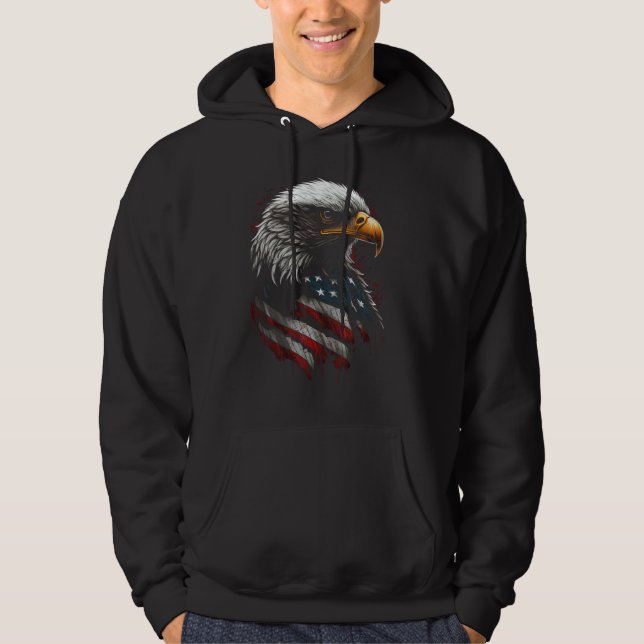 Veste À Capuche American Bald Eagle Eyes Flag Country 9 (Devant)