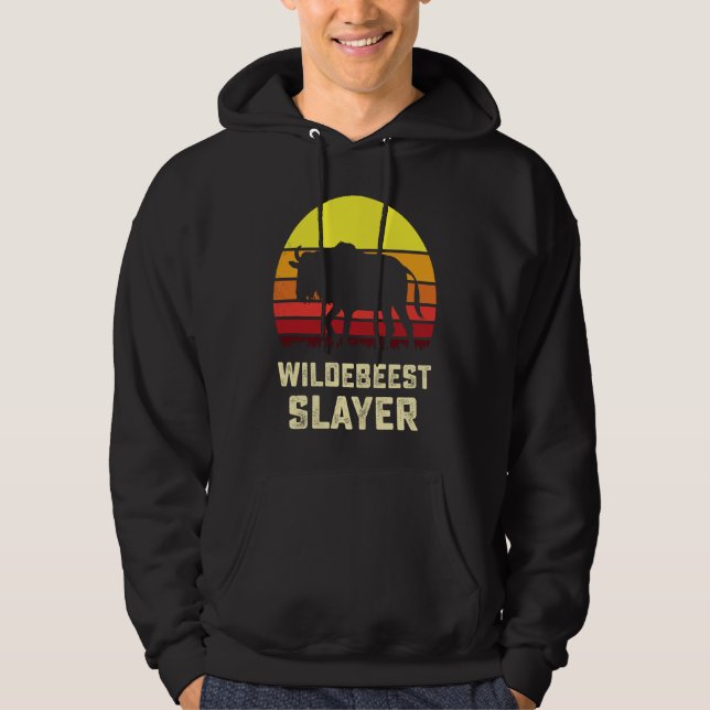 Veste À Capuche American Flag USA Blue Wildebeest Gnu Antelope Hun (Devant)