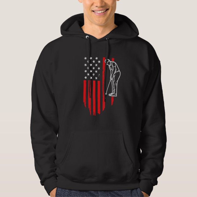 Veste À Capuche American Patriotic Golfer Usa Flag Retro Golf (Devant)