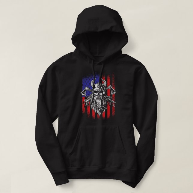 Veste À Capuche American Viking USA Norse Valhalla Odin America Fl (Design devant)