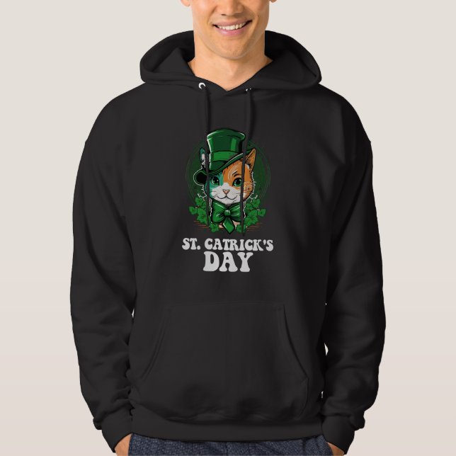 Veste À Capuche Amoureux de les chats de la Saint-Patrick (Devant)