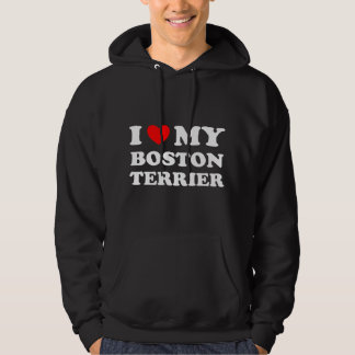 Veste À Capuche Amoureux de les chiens Coeur J'Aime Mon Boston Ter