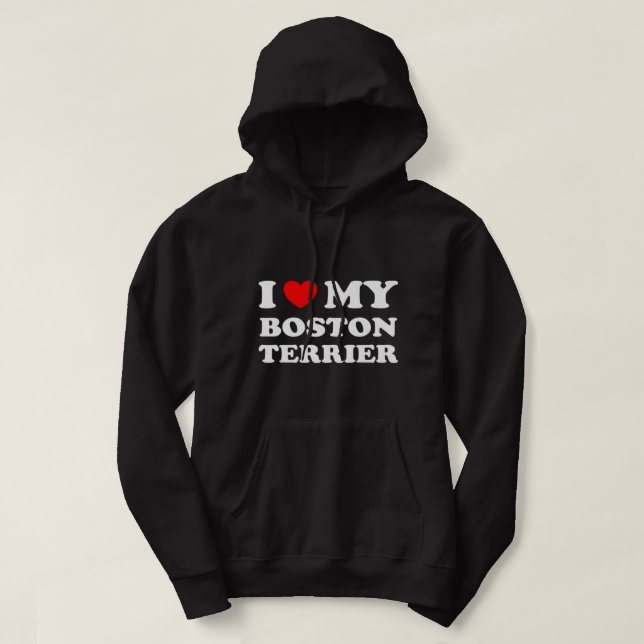 Veste À Capuche Amoureux de les chiens Coeur J'Aime Mon Boston Ter (Design devant)