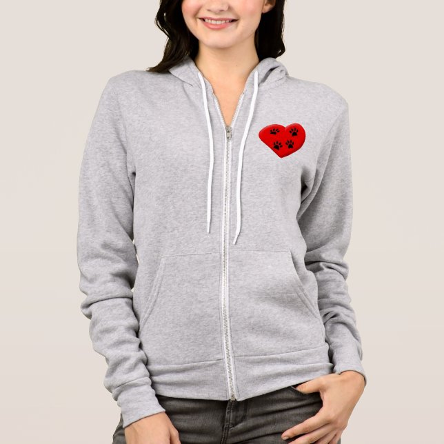 Veste À Capuche Amoureux des chats Red Heart Et Paws (Devant)