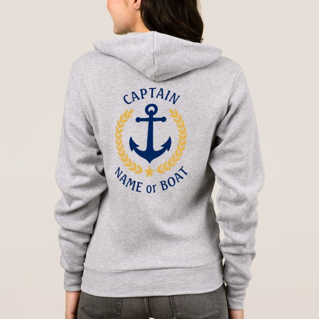 Veste À Capuche Ancre Capitaine ou nom de bateau Gold Laurel Feuil (Dos)