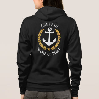 Veste À Capuche Ancre nautique Capitaine ou nom de bateau Gold Lau