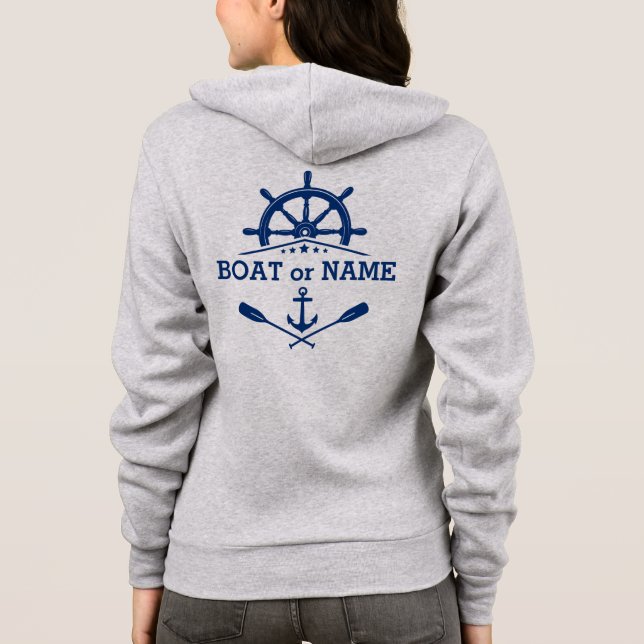 Veste À Capuche Ancre nautique Voitures Navires Roue Helm Nom du b (Dos)
