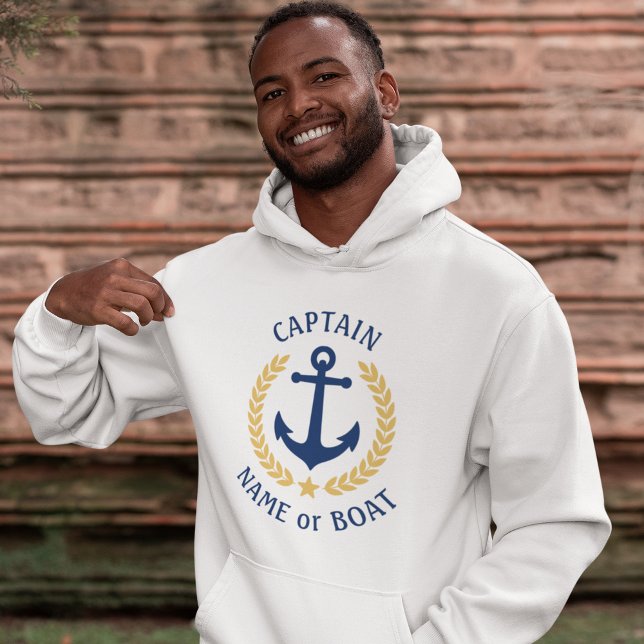 Veste À Capuche Ancre Votre nom de bateau Capitaine Gold Laurel Bl (Créateur téléchargé)