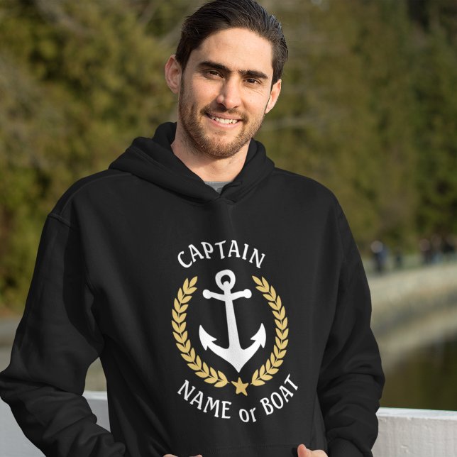 Veste À Capuche Ancre Votre nom de bateau Capitaine Gold Laurel Bl (Créateur téléchargé)