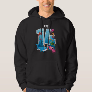 Veste À Capuche Anniversaire 14 Anniversaire Baleine Mer Animal An