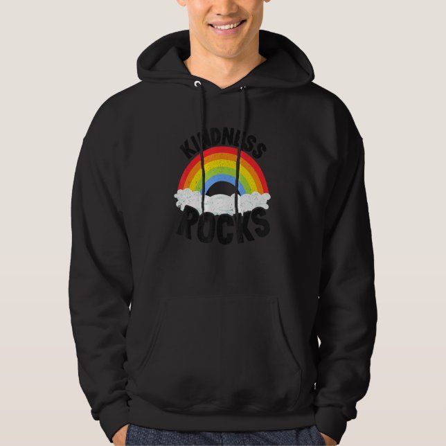 Veste À Capuche Anti Bullying Hippie Retro Teacher Rainbow Kindnes (Devant)