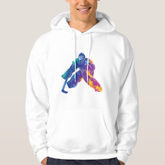 Veste À Capuche Aquarelle Hockey sur glace Goalie (Devant)