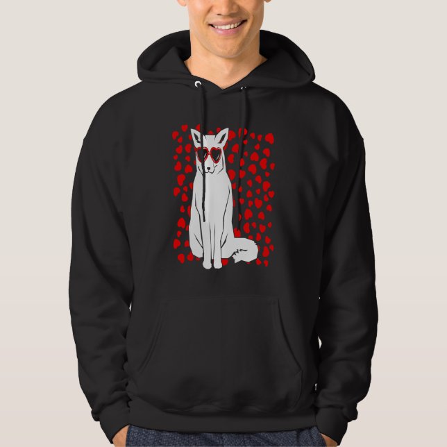 Veste À Capuche Arctic Snow Fox Heart Glasses Valentines Day Anima (Devant)