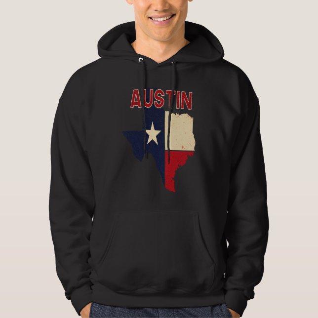 Veste À Capuche Austin City Texas Texan Flag Map (Devant)