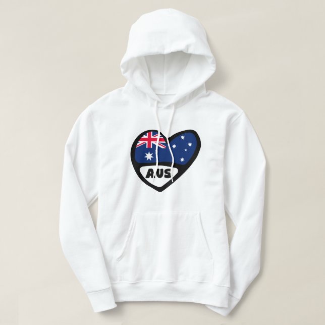 Veste À Capuche Australie Pays Code Drapeau Coeur AUS (Design devant)