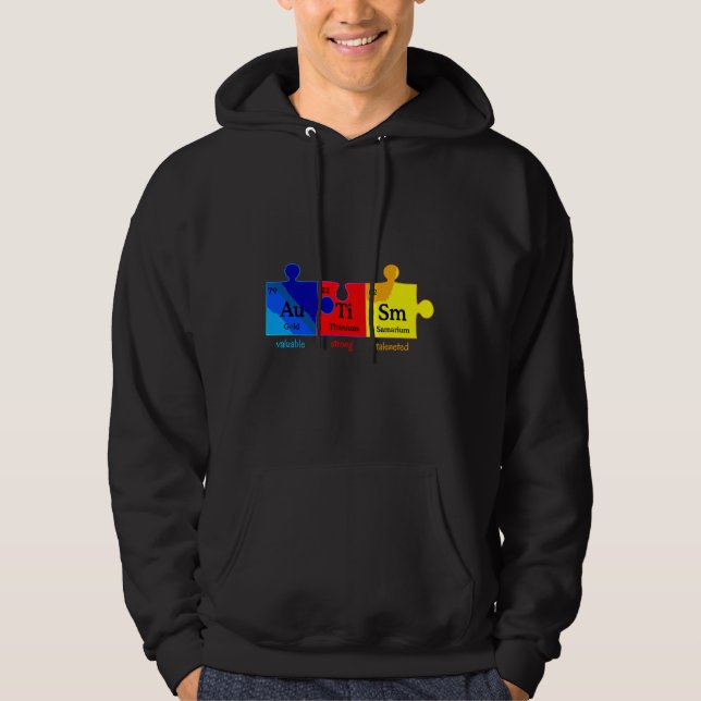 Veste À Capuche Autism Aware Puzzle Chemical Element (Devant)