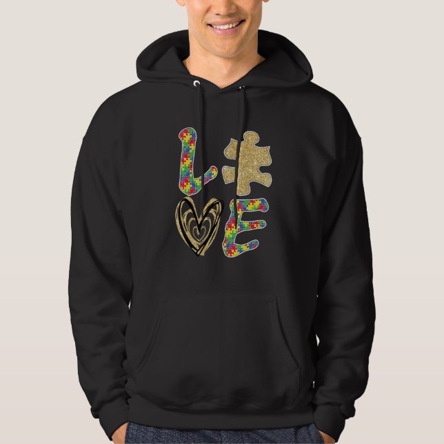 Veste À Capuche Autism Awareness 2023 Love and Cute Puzzle Piece D (Devant)
