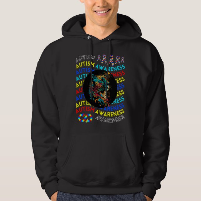Veste À Capuche Autism Awareness Cheetah For Teacher Autism Moms D (Devant)
