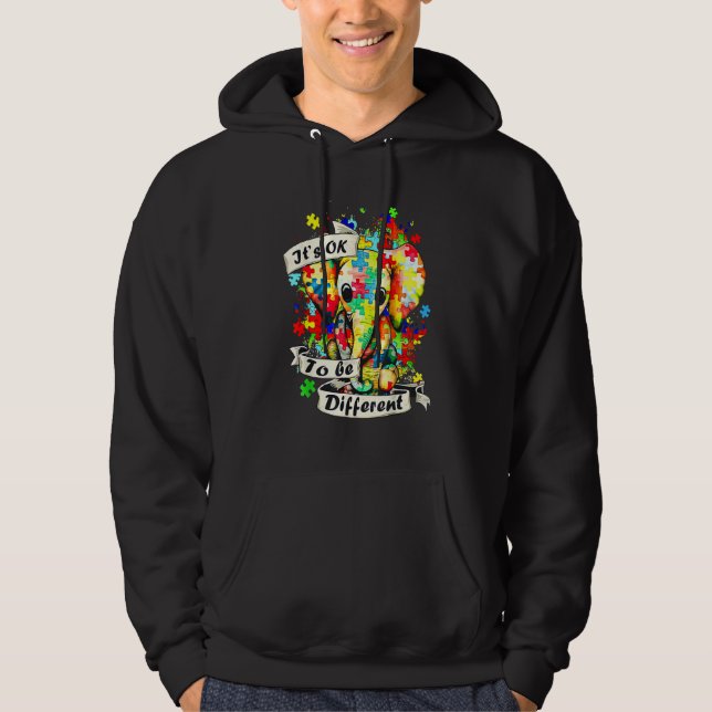 Veste À Capuche Autism Elephant Puzzle It's Ok To Be Different Mom (Devant)