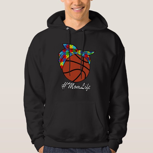 Veste À Capuche Autism Maman Basketball Messy Bun Sensibilisation  (Devant)