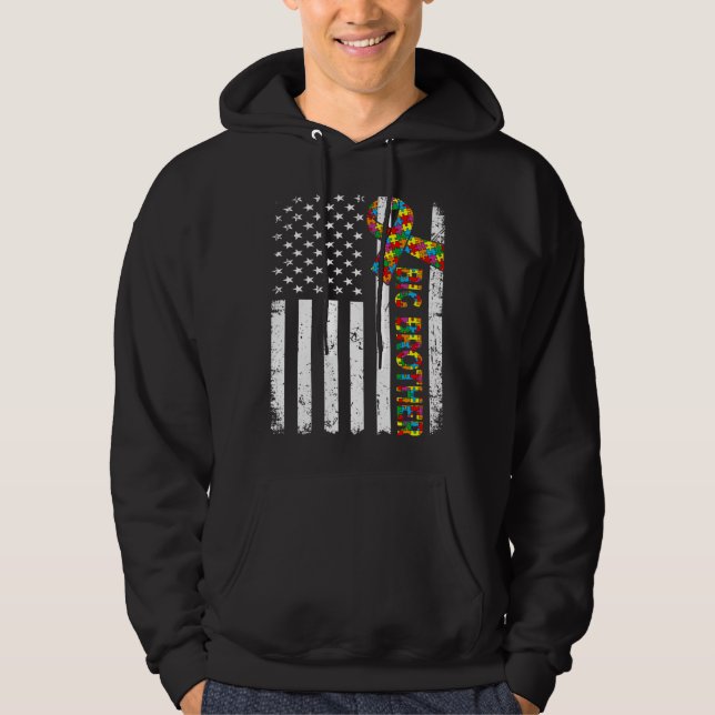 Veste À Capuche Autisme déprimé Big Brother American Flag Family (Devant)