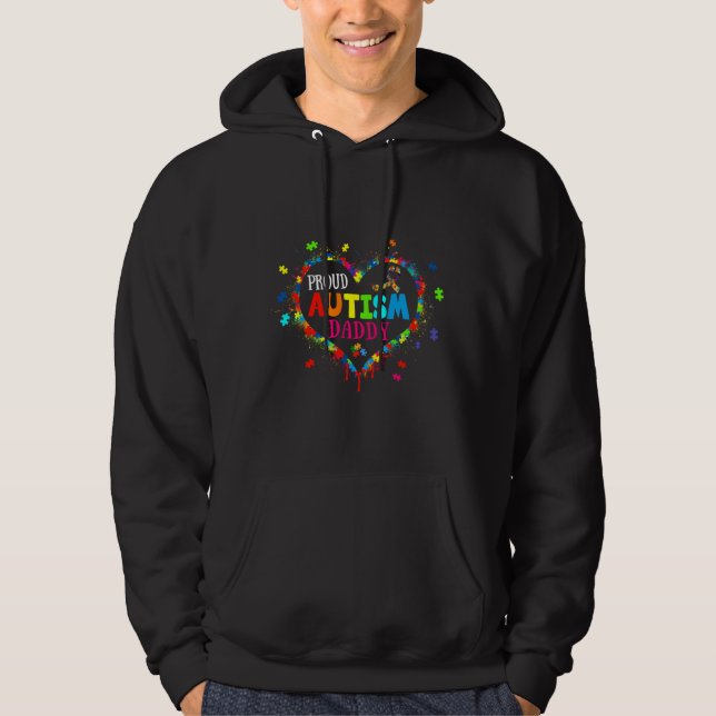 Veste À Capuche Autisme joyeux Papa Coeur Puzzle Autisme Award (Devant)