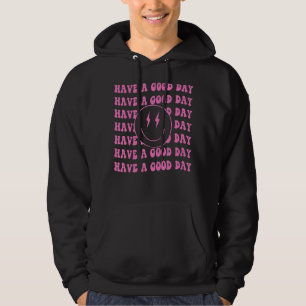 Veste À Capuche Avoir Une Bonne Journée Rose Sourire Visage Preppy
