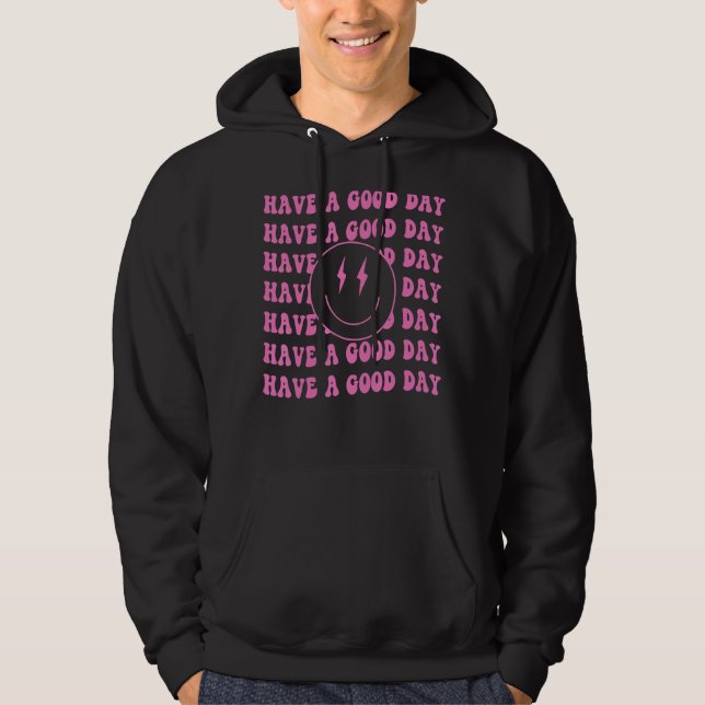 Veste À Capuche Avoir Une Bonne Journée Rose Sourire Visage Preppy (Devant)