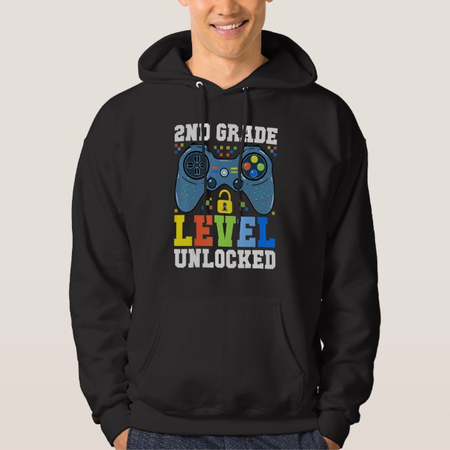 Veste À Capuche Back To School  2nd Grade Level Unlocked Gamer Boy (Devant)