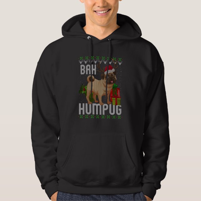 Veste À Capuche Bah Humpug Puggle Ugly Xmas Hum Carlin bébé chien  (Devant)