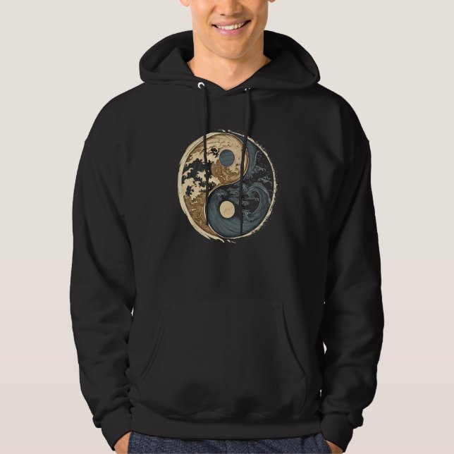 Veste À Capuche Balance and Harmony Yin Yang Symbol with Waves (Devant)