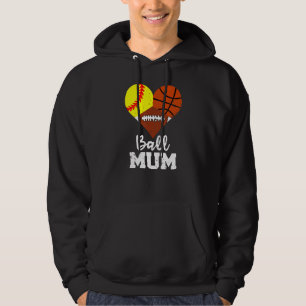 Veste À Capuche Ball Mum Coeur Softball Basketball Football Mum