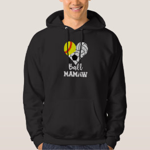 Veste À Capuche Balle Mamaw Coeur Softball Volleyball Soccer Mamaw