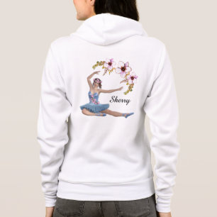 Veste À Capuche Ballerina en bleu Nom personnel Fleurs roses