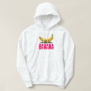 VESTE À CAPUCHE BANANE AVEC TEXTE ROSE