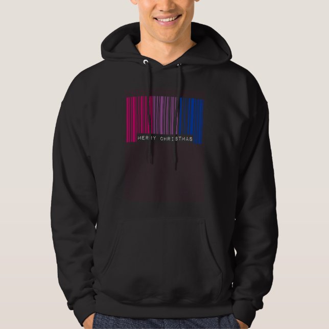 Veste À Capuche Barcode Merry Christmas Bisexual Pride Flag LGBTQ  (Devant)