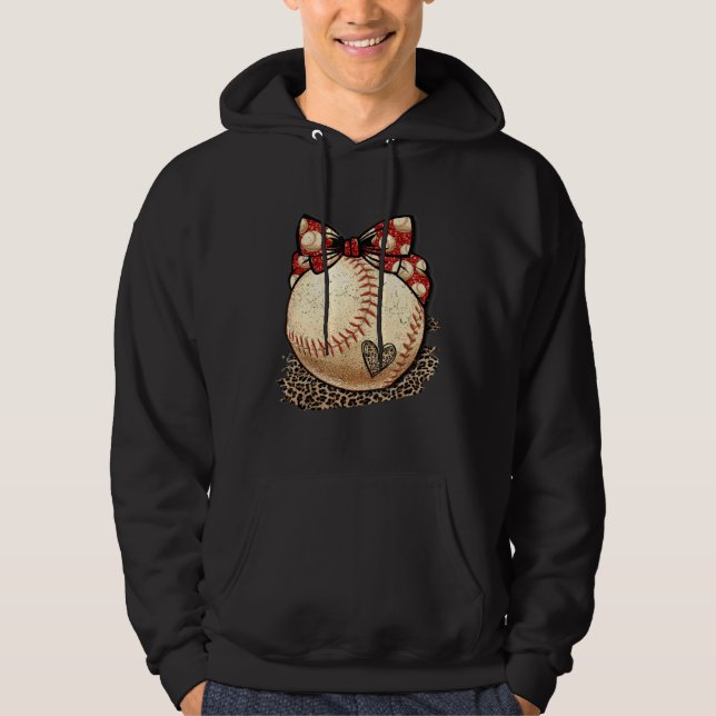 Veste À Capuche Baseball Mom Leopard  Softball Mama Mother s Day C (Devant)