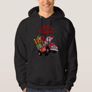 Veste À Capuche Basenji Avec Le Père Noël En Chien De Camion Rouge