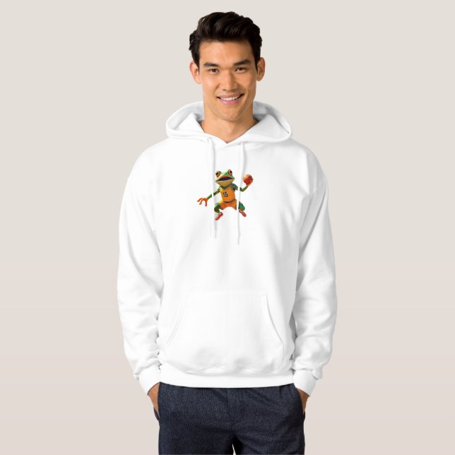 Veste À Capuche Basketball Frog hommes à capuchon blanc sweatshirt (Devant entier)