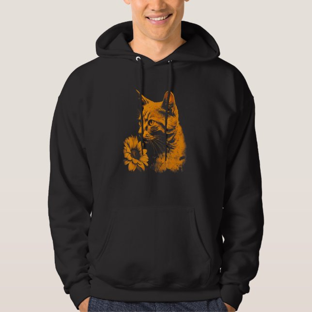 Veste À Capuche beautiful cat and sunflower portrait silhouette  o (Devant)