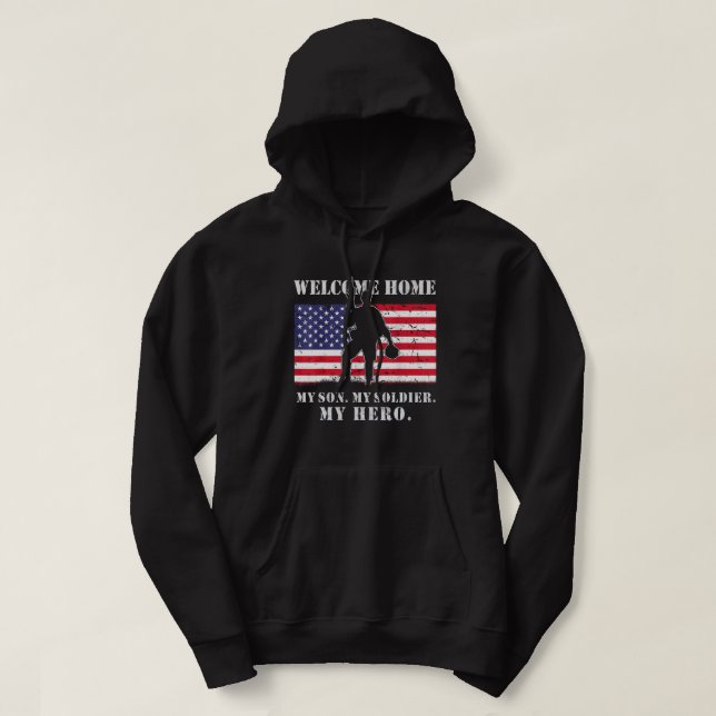Veste À Capuche Bienvenue Accueil Mon Fils Soldat Homecoming Reuni (Design devant)
