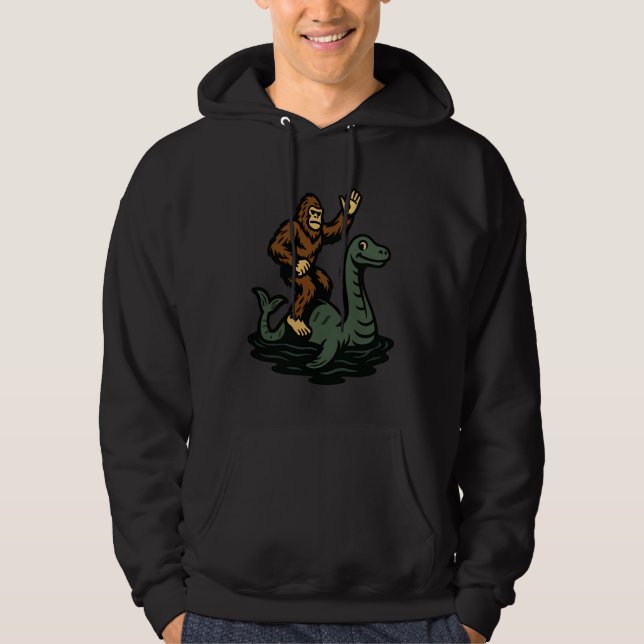 Veste À Capuche Bigfoot Riding Loch Ness Monster Funny Sasquatch (Devant)