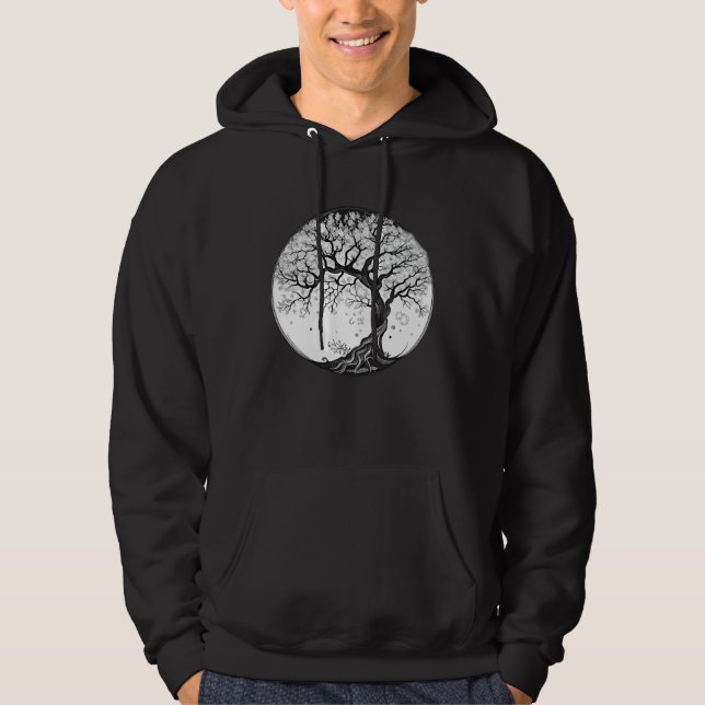 Veste À Capuche black and white Yggdrasil cherry blossom tree of l (Devant)