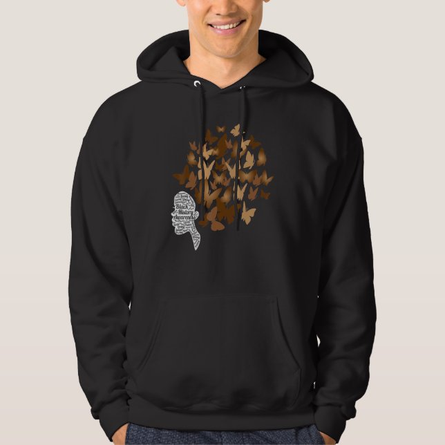 Veste À Capuche Black Woman Afro Butterfly Cool Black History Mont (Devant)