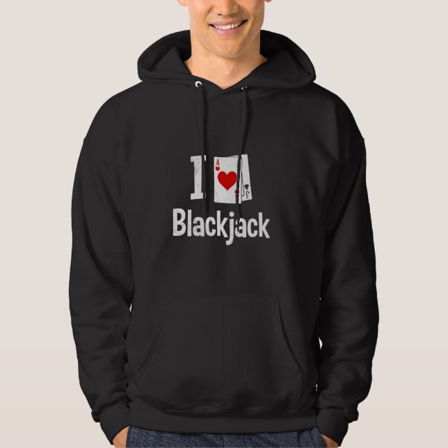 Veste À Capuche Blackjack Casino Femmes I LOVE BLACKJACK Amateurs (Devant)