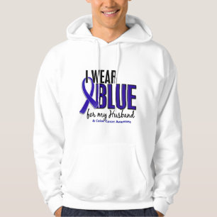 Veste À Capuche Bleu d'usage du cancer du colon I pour mon mari 10