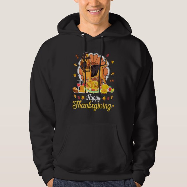 Veste À Capuche Bloodhound Pilgrim Turquie Plat Vin Happy Thanksgi (Devant)