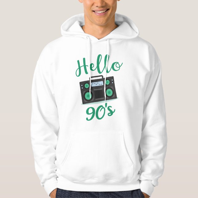 Veste À Capuche Bonjour 90s radio cassette enregistreur (Devant)
